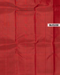 Elegant Pure Handloom Kanchipuram Pure Silk Saree with Zari Woven Buttas and Borderless Design - Red-Blouse