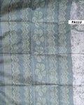 Elegant Semi-Silk Saree with Abstract Floral Print and Detailed Border - Green-Pallu