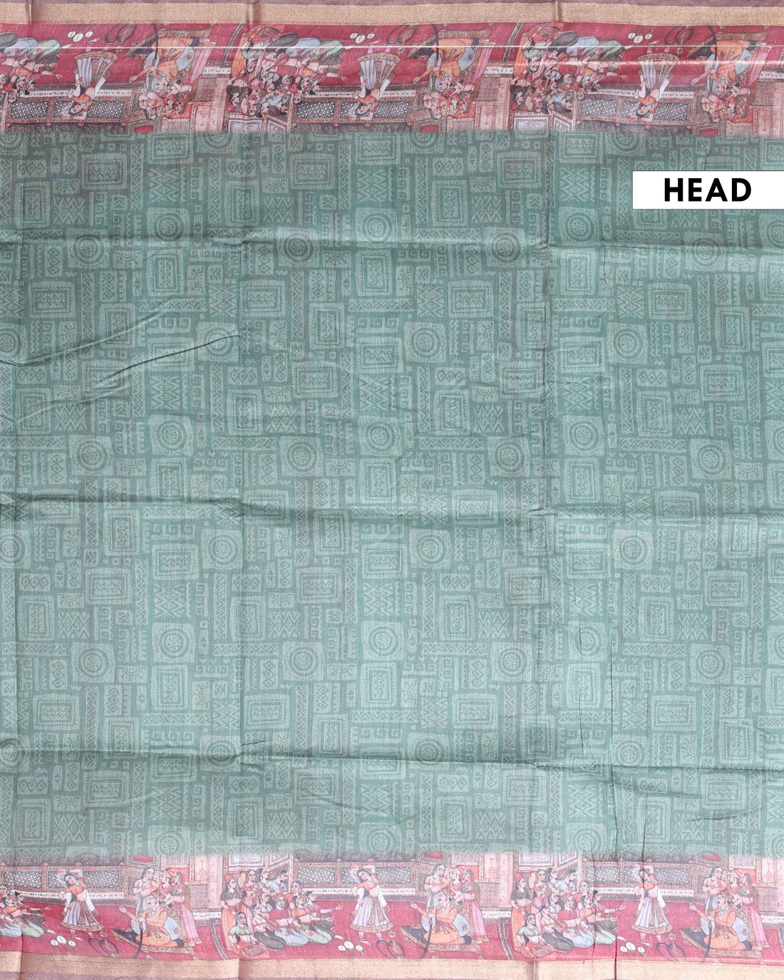 Elegant Semi-Silk Saree with Intricate Printed Border and Pallu - Green