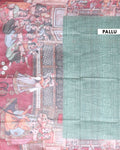 Elegant Semi-Silk Saree with Intricate Printed Border and Pallu - Green-Pallu