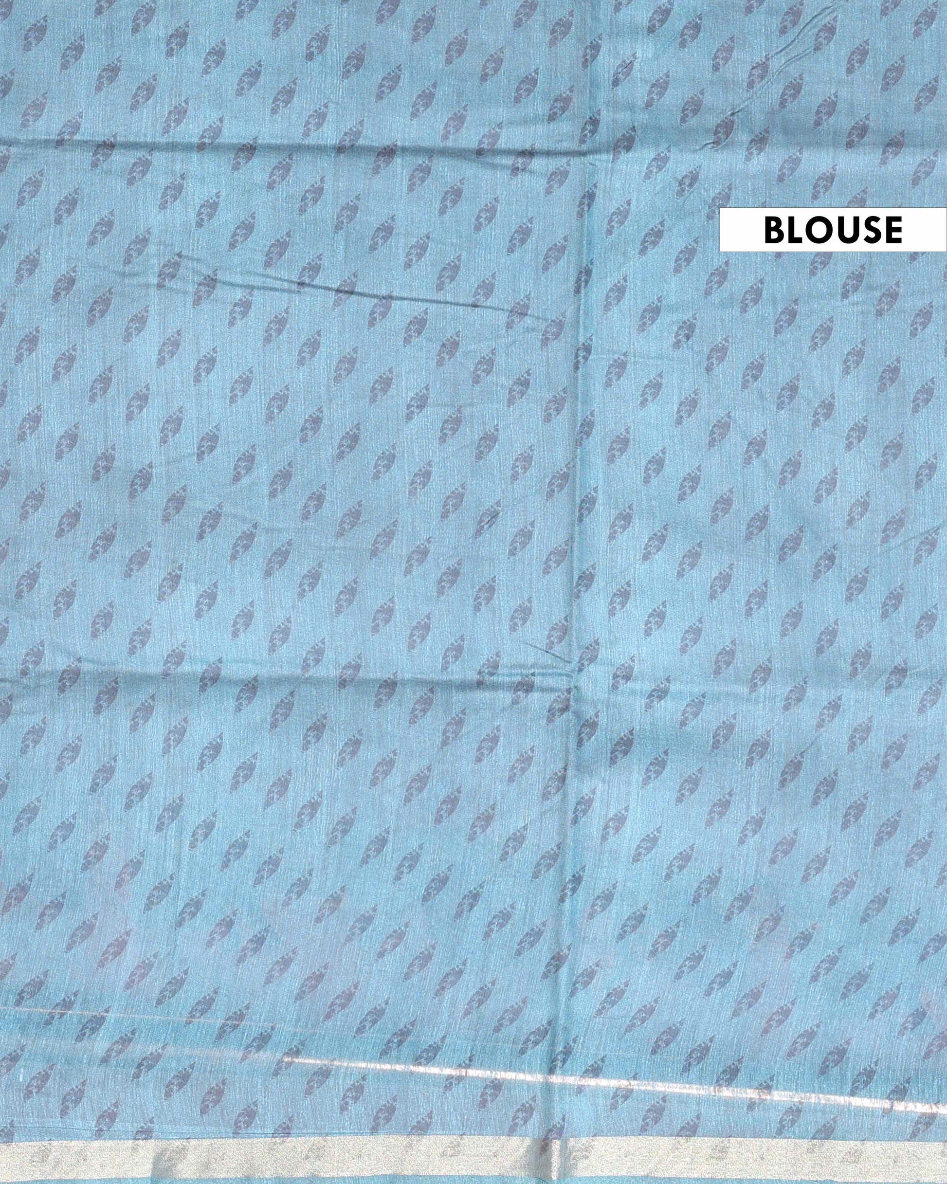 Elegant Semi-Silk Saree with Traditional Border Print - Light Pink-Blouse