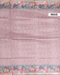 Elegant Semi-Silk Saree with Traditional Border Print - Light Pink-Head