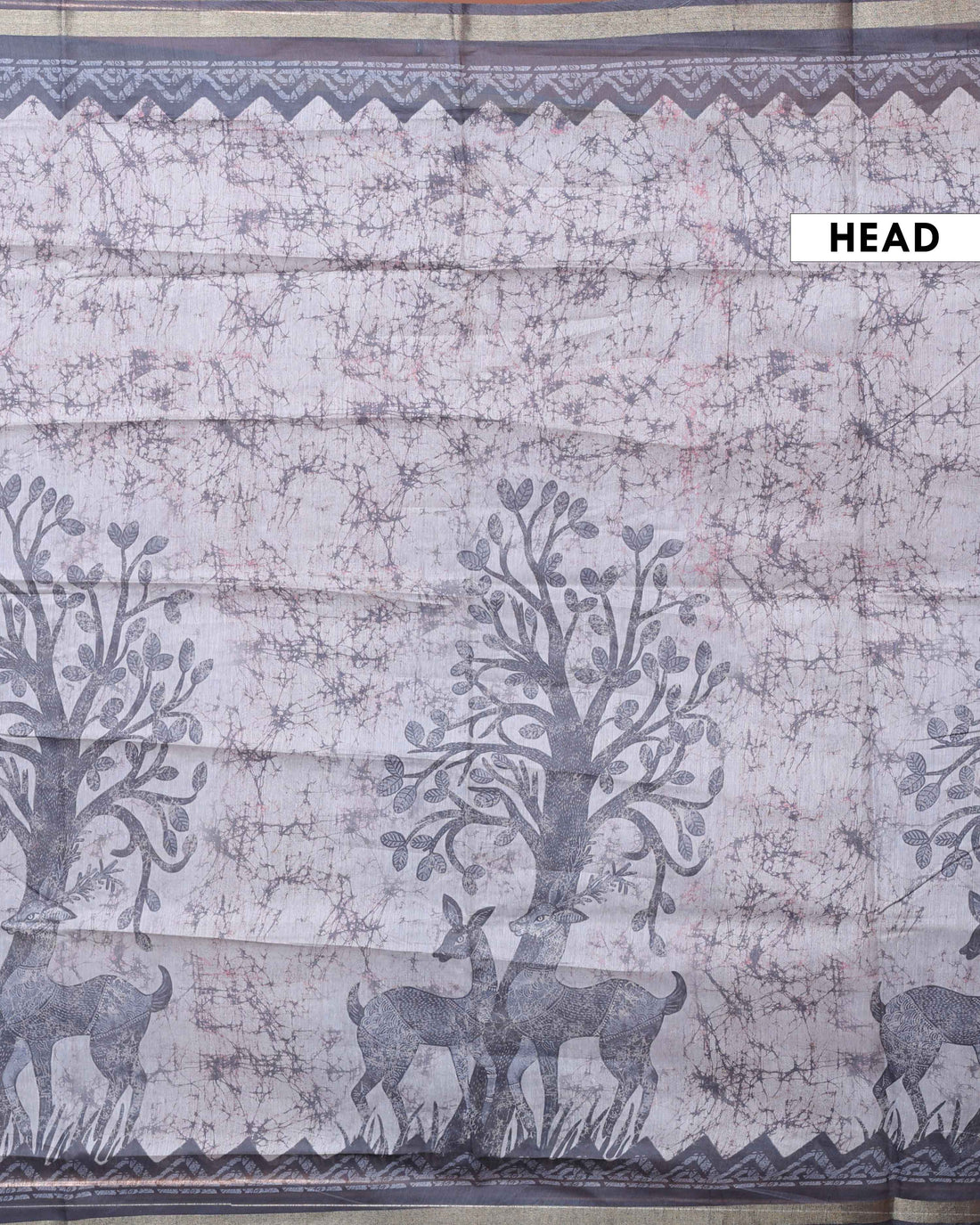Elegant Semi-Silk Saree with Traditional Printed Design and Geometric Border - Grey