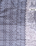 Elegant Semi-Silk Saree with Traditional Printed Design and Geometric Border - Grey-Pallu