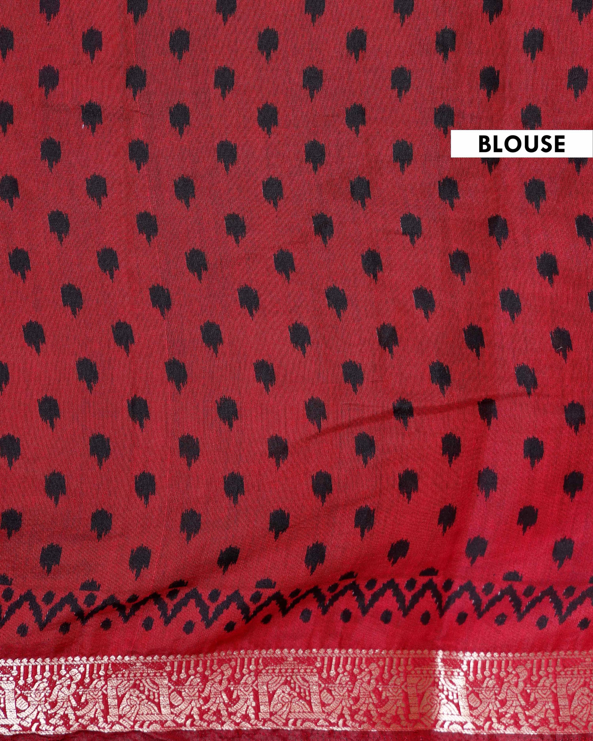 Elegant Semi Chanderi Saree Botanical Motifs and Heritage Art Pallu Design - Dark Brown