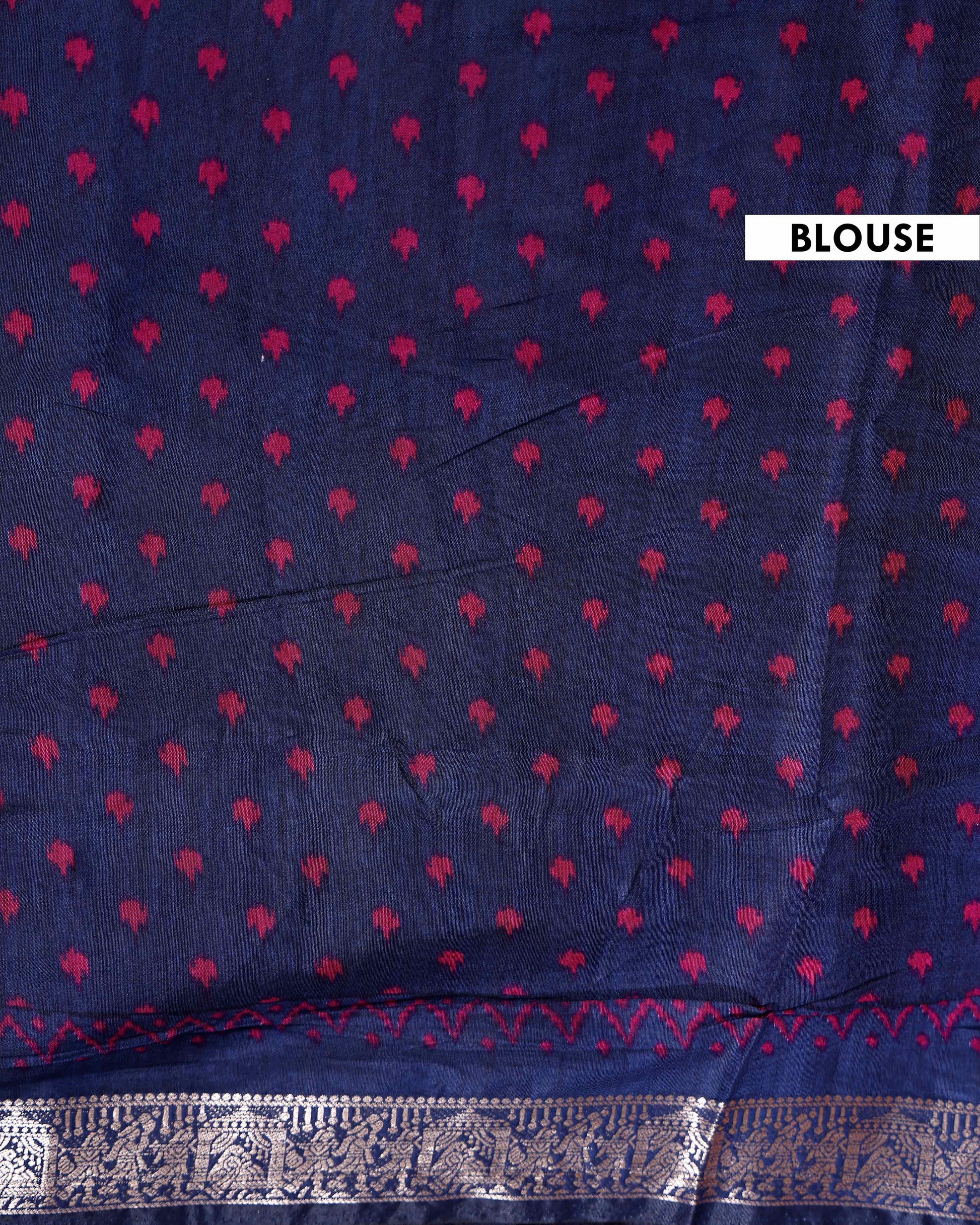 Elegant Semi Chanderi Saree Botanical Motifs and Heritage Mythological Art Pallu - Pink