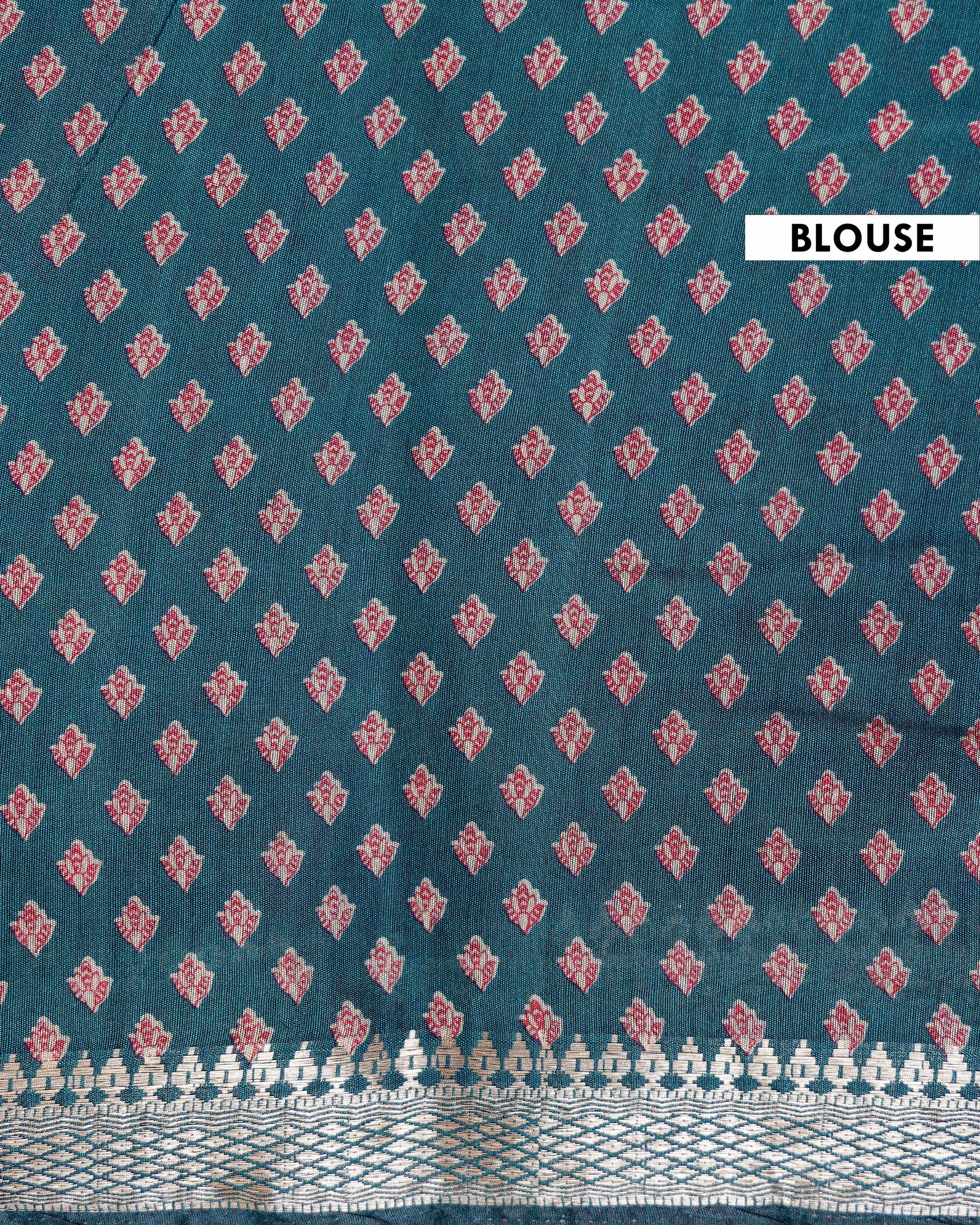 Elegant Semi Chanderi Saree Featuring Floral Butta Pattern and Elephant Motif Pallu - Green