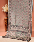 Elegant Semi Chanderi Saree Featuring Floral Butta Pattern and Elephant Motif Pallu - Olive Green