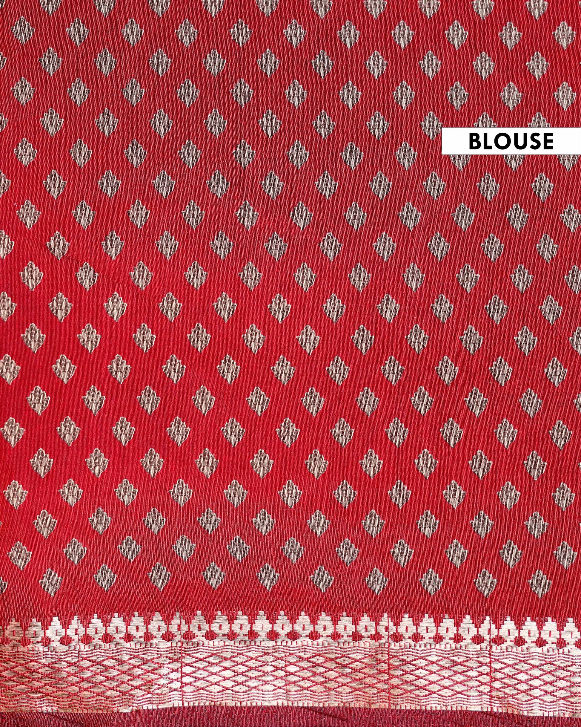 Elegant Semi Chanderi Saree Featuring Floral Butta Pattern and Elephant Motif Pallu - Pink