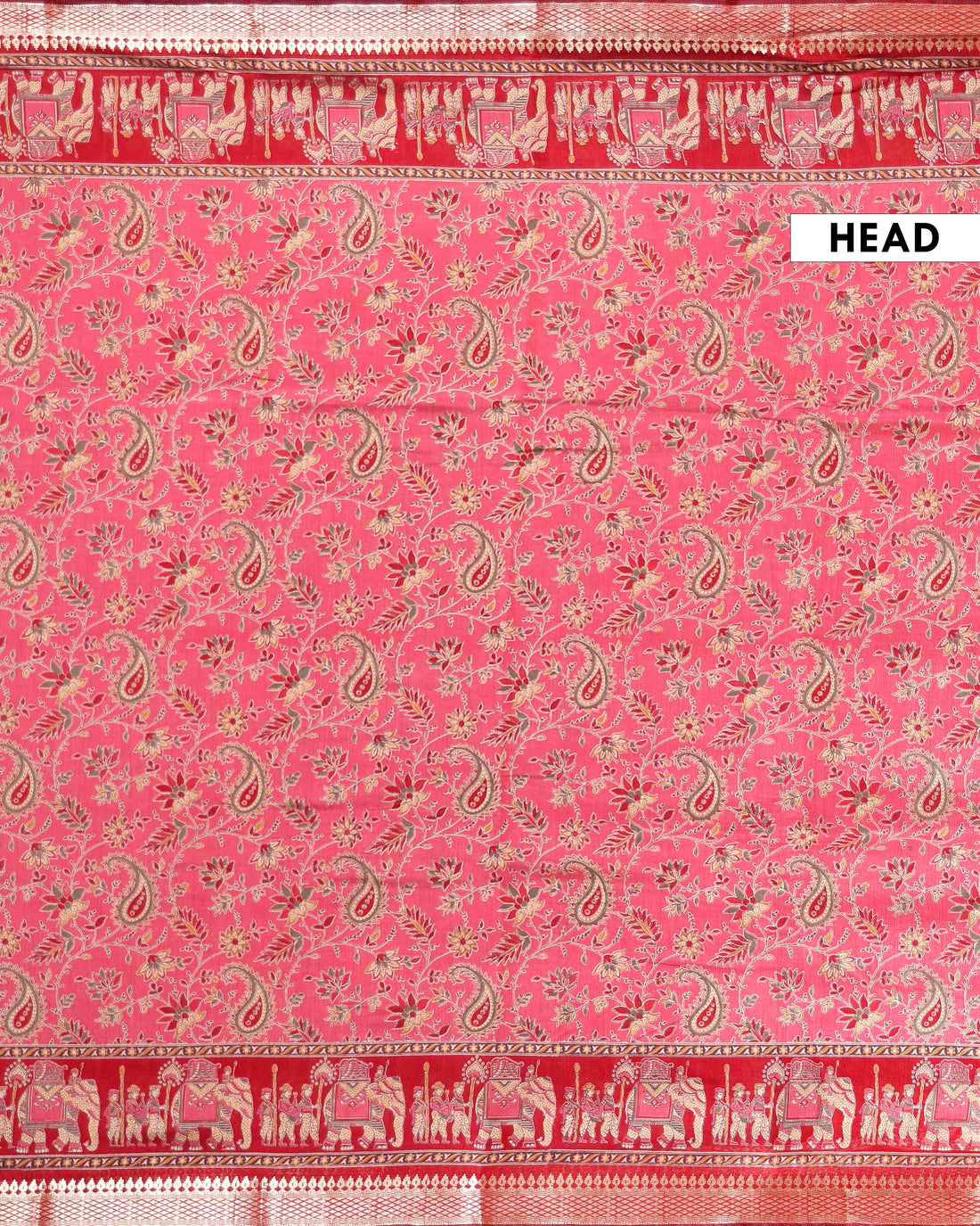 Elegant Semi Chanderi Saree Featuring Floral Butta Pattern and Elephant Motif Pallu - Pink