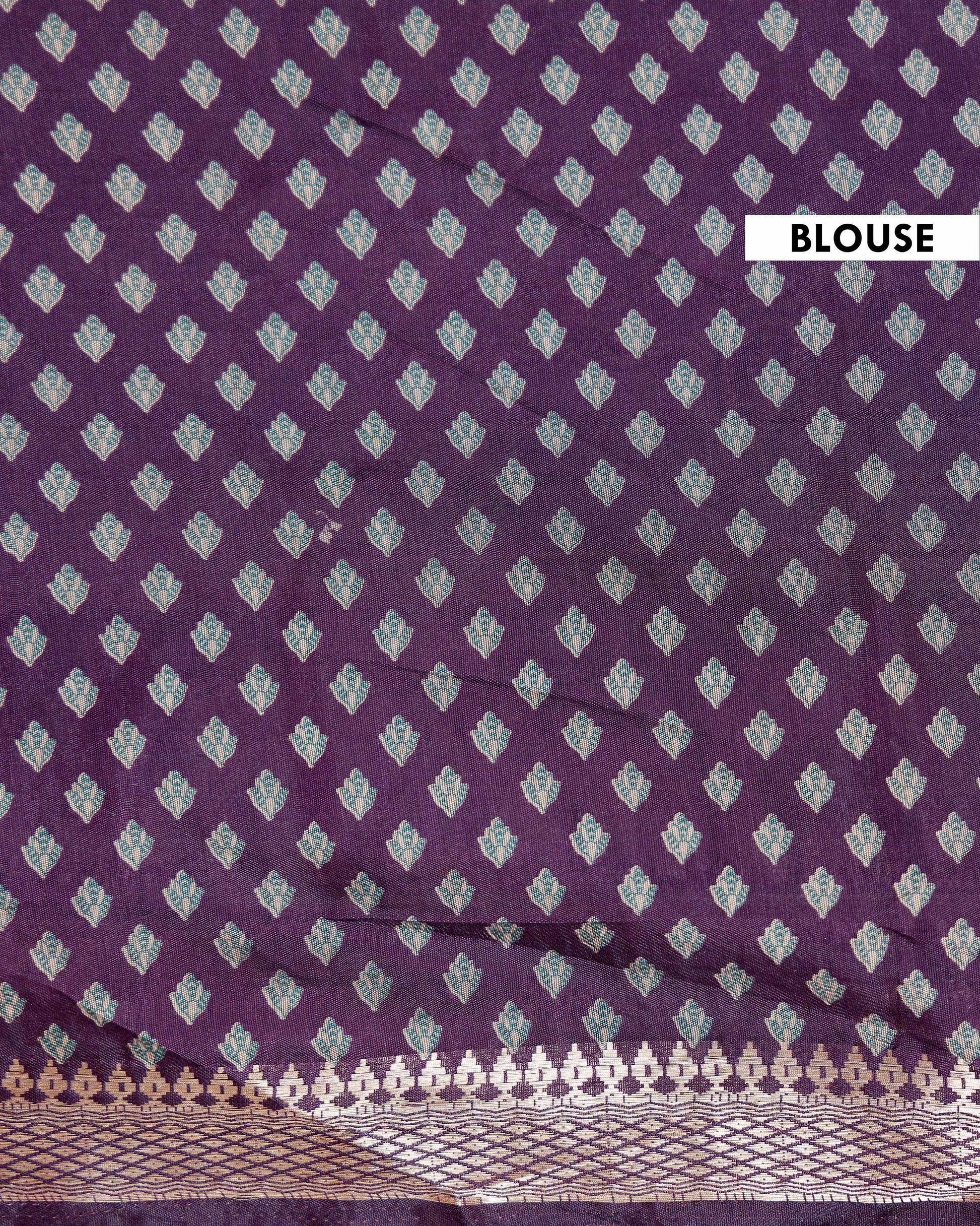 
Elegant Semi Chanderi Saree Featuring Floral Butta Pattern and Elephant Motif Pallu - Purple
