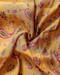 Elegant Semi Chanderi Saree Featuring Floral Butta Pattern and Elephant Motif Pallu - Yellow