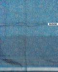 Elegant Semi Chanderi Saree with All-Over Floral Vine Buta Motifs and Intricately Contrast Zari Border -Blouse-Blue 