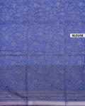 Elegant Semi Chanderi Saree with All-Over Floral Vine Buta Motifs and Intricately Contrast Zari Border  - Blue-Blouse
