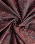 Elegant Semi Chanderi Saree with All-Over Floral Vine Buta Motifs and Intricately Contrast Zari Border  - Coffee Brown-Close Up