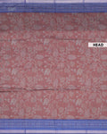 Elegant Semi Chanderi Saree with All-Over Floral Vine Buta Motifs and Intricately Contrast Zari Border  - Coffee Brown-Head
