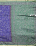Elegant Semi Chanderi Saree with All-Over Floral Vine Buta Motifs and Intricately Contrast Zari Border  - Green-pallu