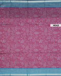 Elegant Semi Chanderi Saree with All-Over Floral Vine Buta Motifs and Intricately Contrast Zari Border  - Maroon-Head