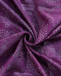 Elegant Semi Chanderi Saree with All-Over Floral Vine Buta Motifs and Intricately Contrast Zari Border  - Purple-Close Up