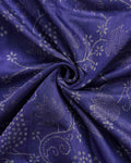 Elegant Semi Chanderi Saree with All-Over Floral Vine Buta Motifs and Intricately Contrast Zari Border  - Royal Blue-Close Up