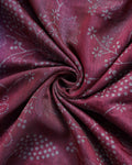 Elegant Semi Chanderi Saree with All-Over Floral Vine Buta Motifs and Intricately Contrast Zari Border -maroon-Close Up