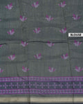 Elegant Semi Chanderi Saree with All-Over Floral Vine Print and Intricate Woven Border - Green-Blouse