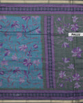 Elegant Semi Chanderi Saree with All-Over Floral Vine Print and Intricate Woven Border - Multi-Pallu