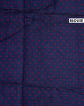 Elegant Semi Chanderi Saree with Floral and Bird Motifs & Traditional Woven Border - Navy Blue-Blouse