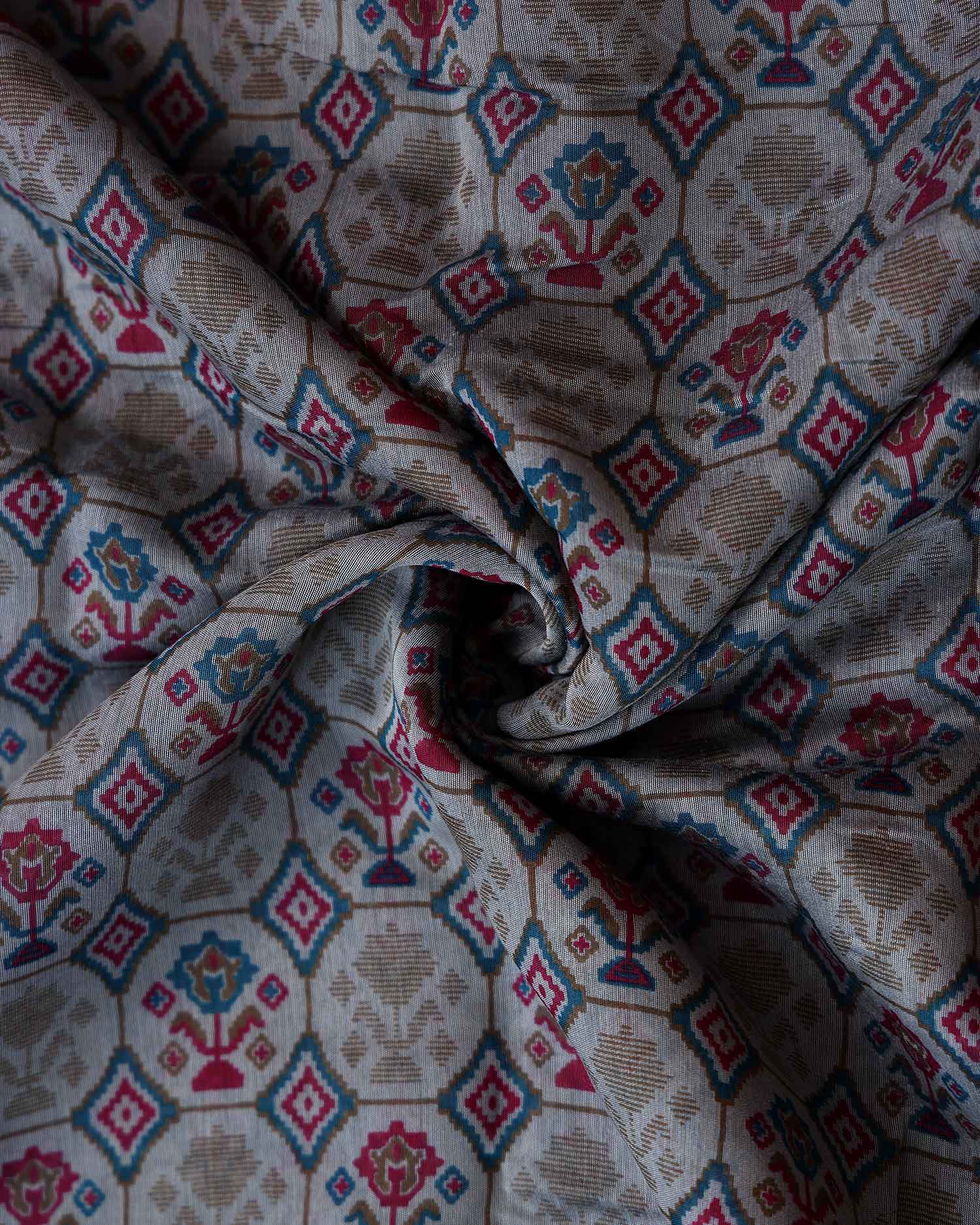 Elegant Semi Chanderi Saree with Intricate Floral Buti Design and Ornamental Ethnic Border - Multi-Cose Up