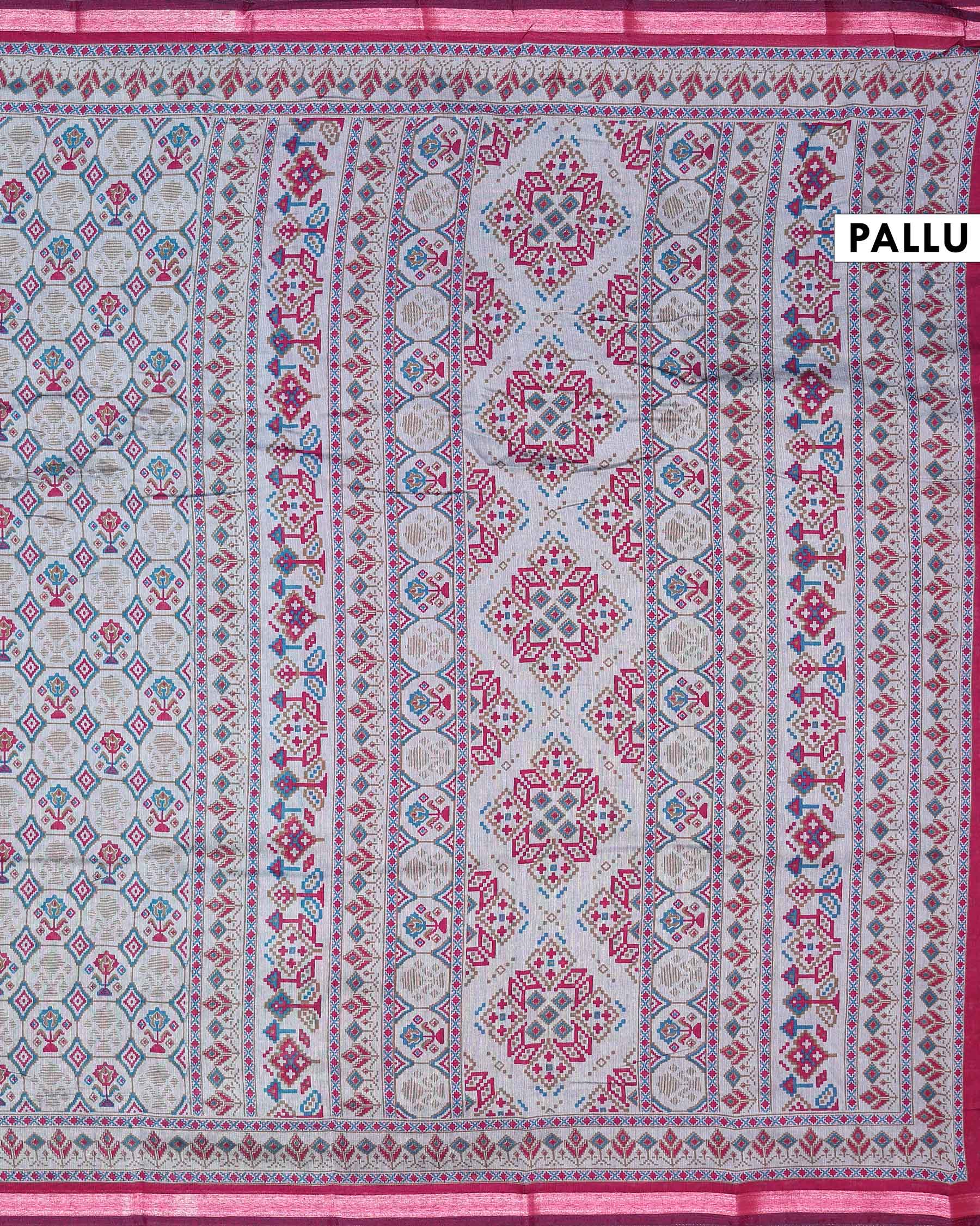 Elegant Semi Chanderi Saree with Intricate Floral Buti Design and Ornamental Ethnic Border - Multi-Pallu