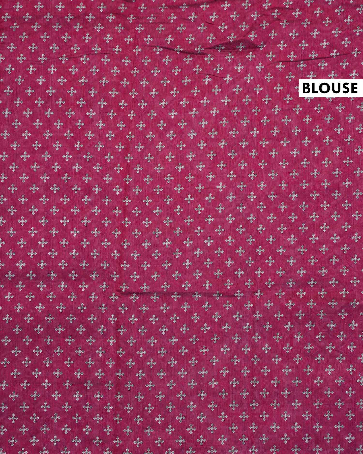 Elegant Semi Chanderi Saree with Intricate Floral Buti Design and Ornamental Ethnic Border - Pink-Blouse