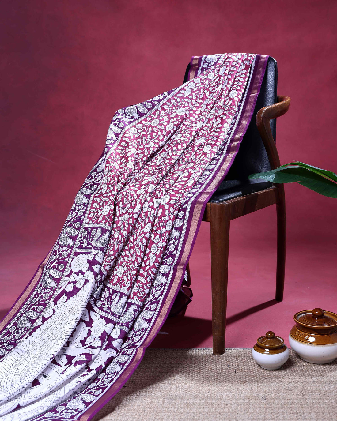 Elegant Semi Chanderi Saree with Intricate Floral & Traditional Motifs and Woven Border - Purple
