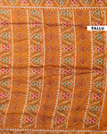 Elegant Semi Chanderi Saree with Pochampally Inspired Motifs & Woven Border -Pallu