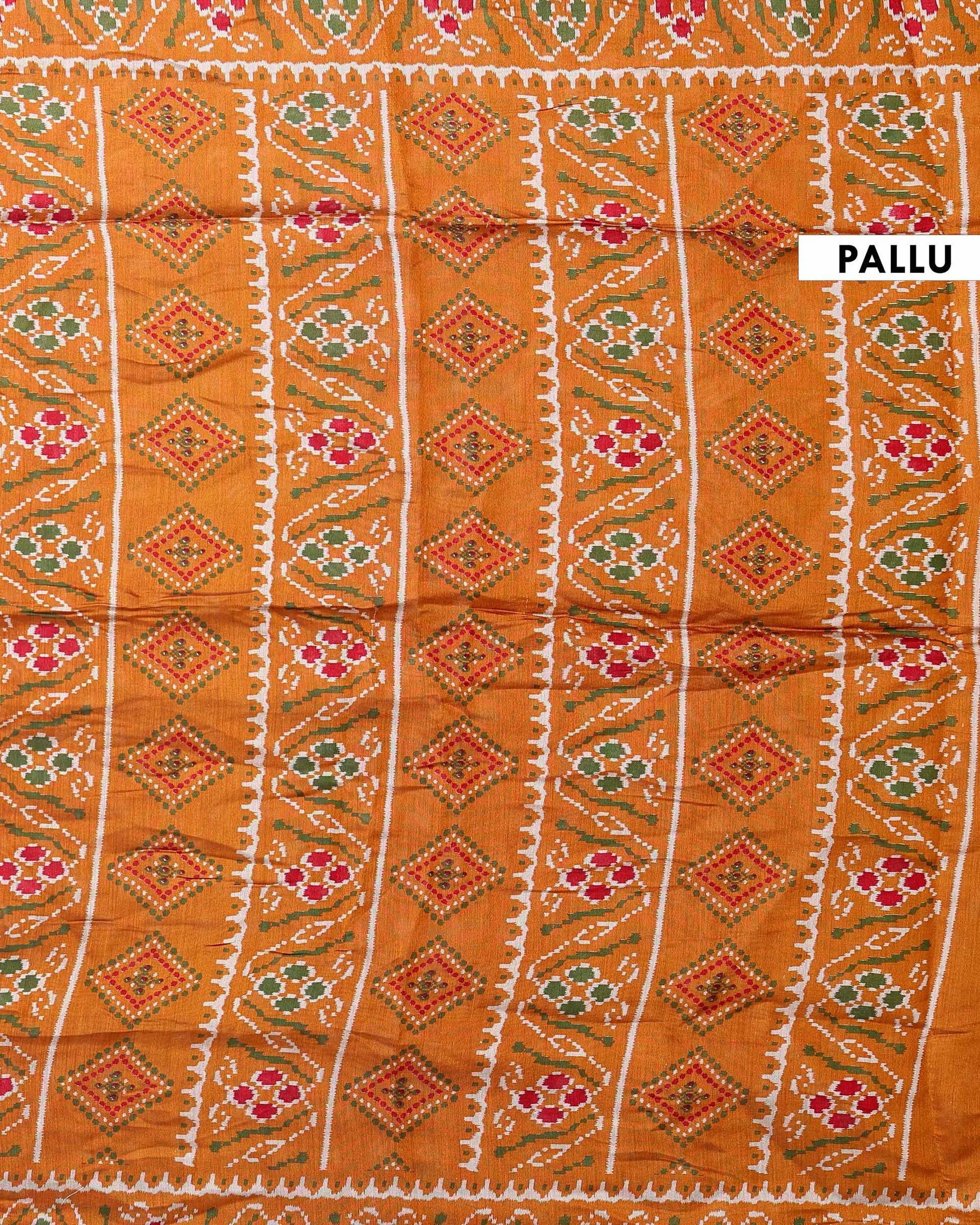 Elegant Semi Chanderi Saree with Pochampally Inspired Motifs & Woven Border -Pallu