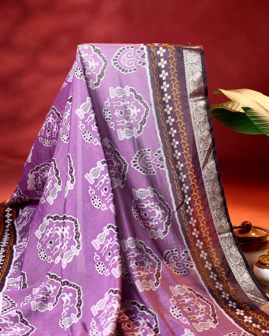 Elegant Semi Chanderi Saree with Traditional Floral Motifs and Zari Woven Contrast Border - Purple