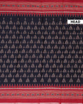 Elegant Semi Chanderi Saree with Traditional Ikkat Inspired Buti Weaving and Intricate Geometric Temple Border - Black-Head