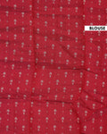 Elegant Semi Chanderi Saree with Traditional Ikkat Inspired Buti Weaving and Intricate Geometric Temple Border - Blouse