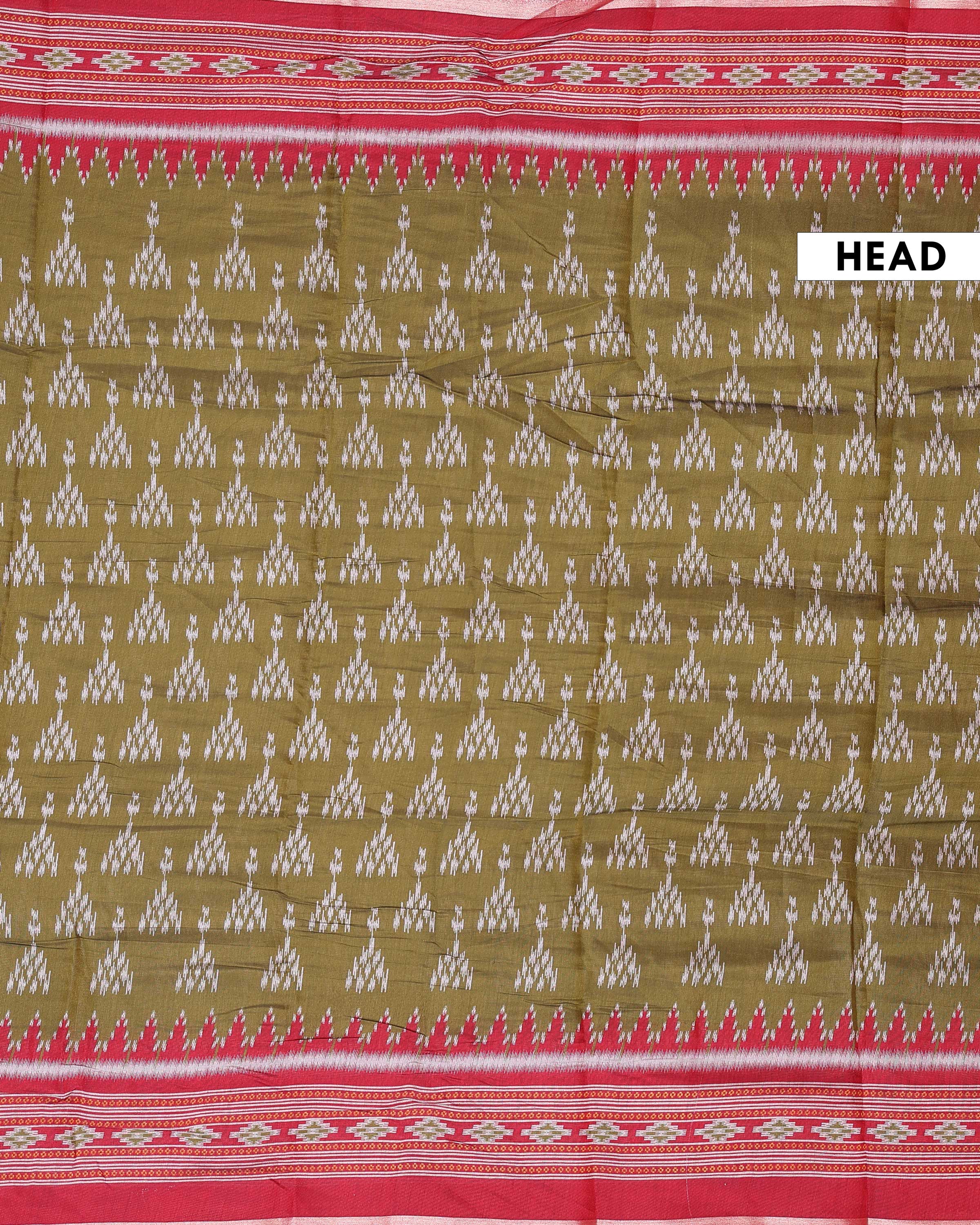 Elegant Green Semi Chanderi Saree Ikkat Buti - Jeyachandran Textiles