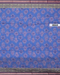 Elegant Semi Chanderi Saree with Traditional Paisley Motifs and Woven Contrast Zari Border - Blue-Head