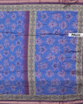 Elegant Semi Chanderi Saree with Traditional Paisley Motifs and Woven Contrast Zari Border - Blue-Pallu