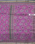 Elegant Semi Chanderi Saree with Traditional Paisley Motifs and Woven Contrast Zari Border - Magenta Pink-Pallu