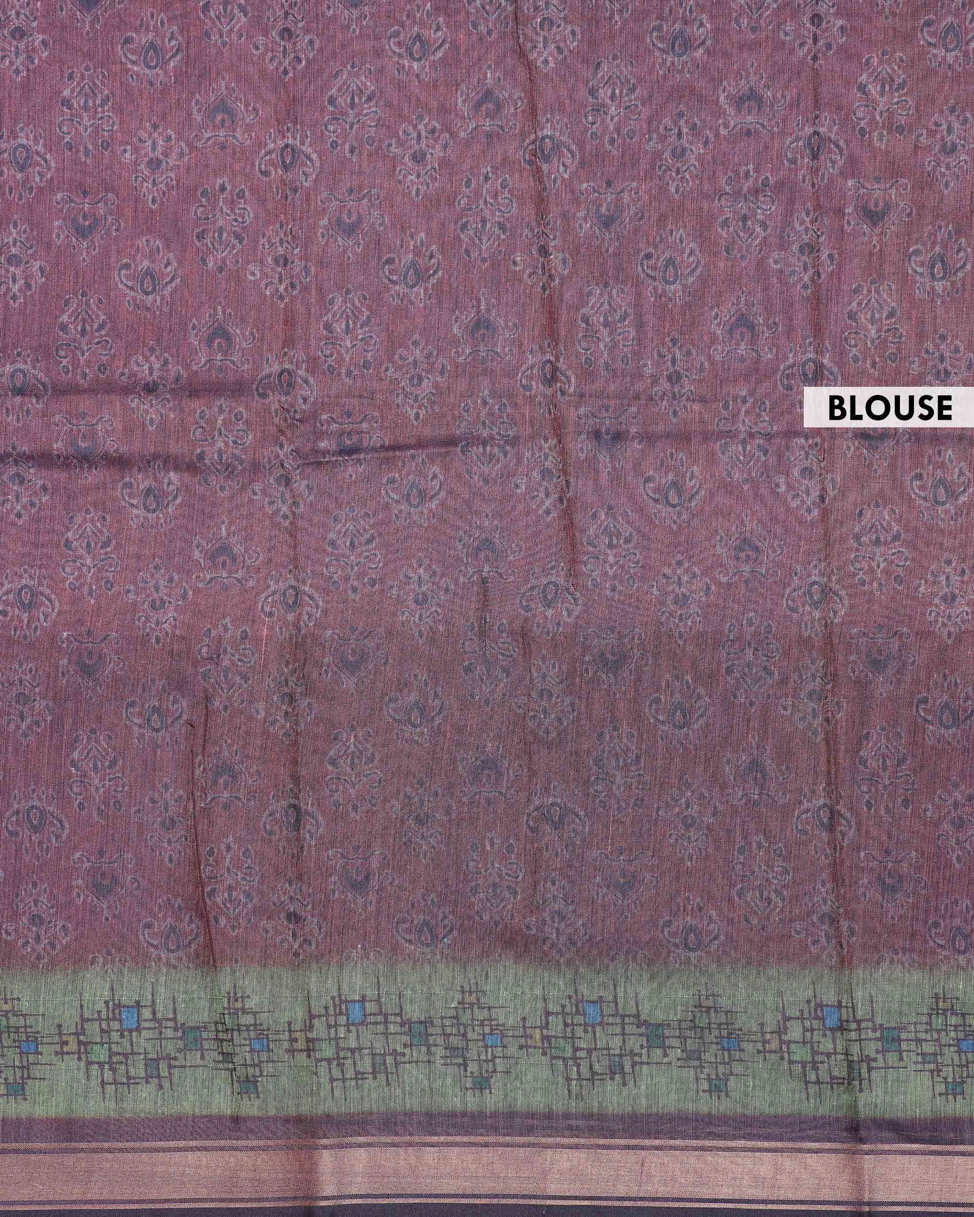 Elegant Semi Chanderi Saree with Traditional Paisley Motifs and Woven Contrast Zari Border - Pink-Blouse