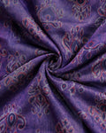 Elegant Semi Chanderi Saree with Traditional Paisley Motifs and Woven Contrast Zari Border - Purple-Close Up