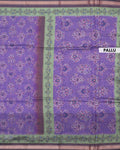 Elegant Semi Chanderi Saree with Traditional Paisley Motifs and Woven Contrast Zari Border - Purple-Pallu