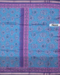 Elegant Semi Chanderi Saree with Traditional Paisley Motifs and Woven Contrast Zari Border - Teal-Pallu