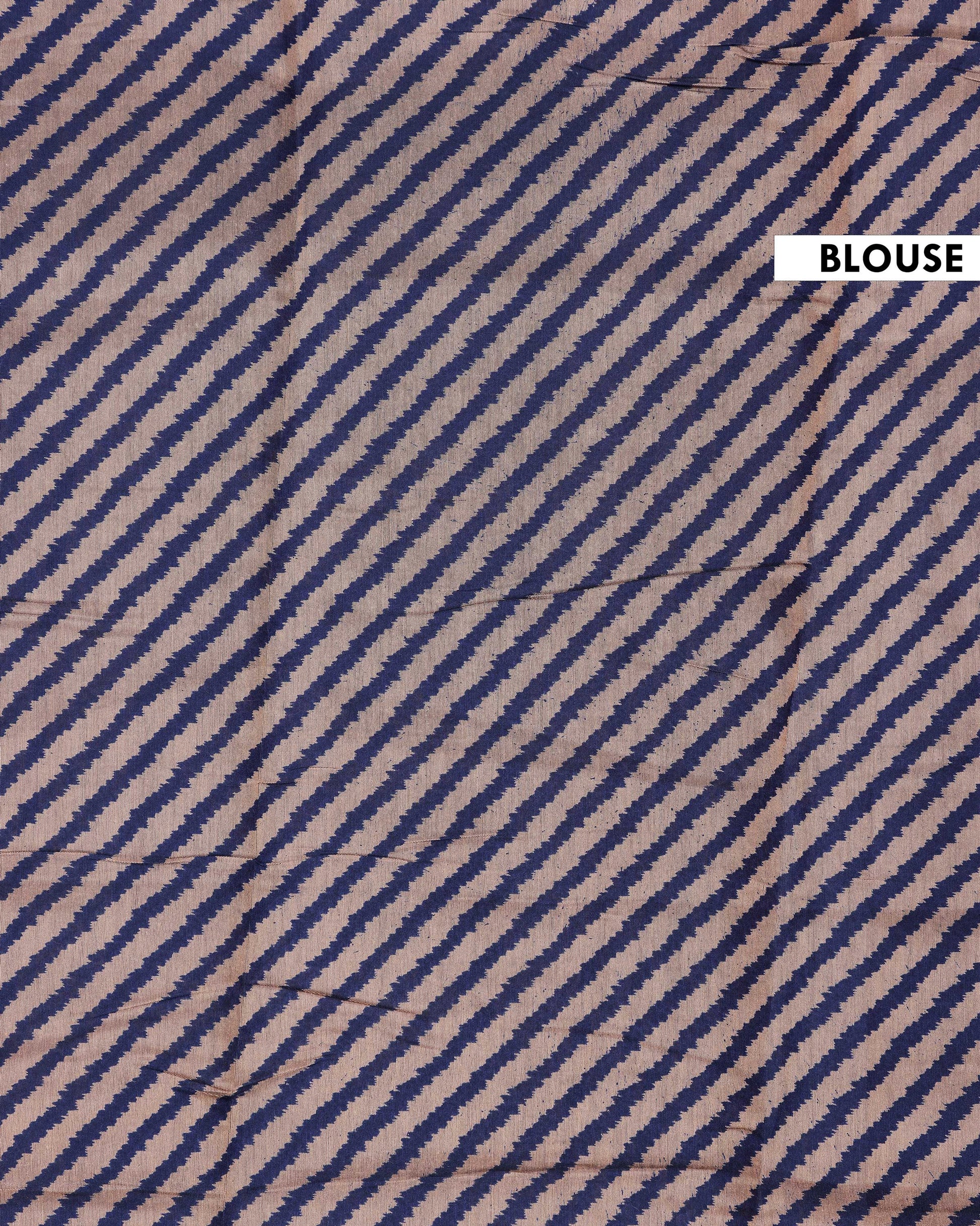Elegant Semi Chanderi Saree with Traditional Woven Geometric Motifs and Rich Contrast Zari Border - Blouse