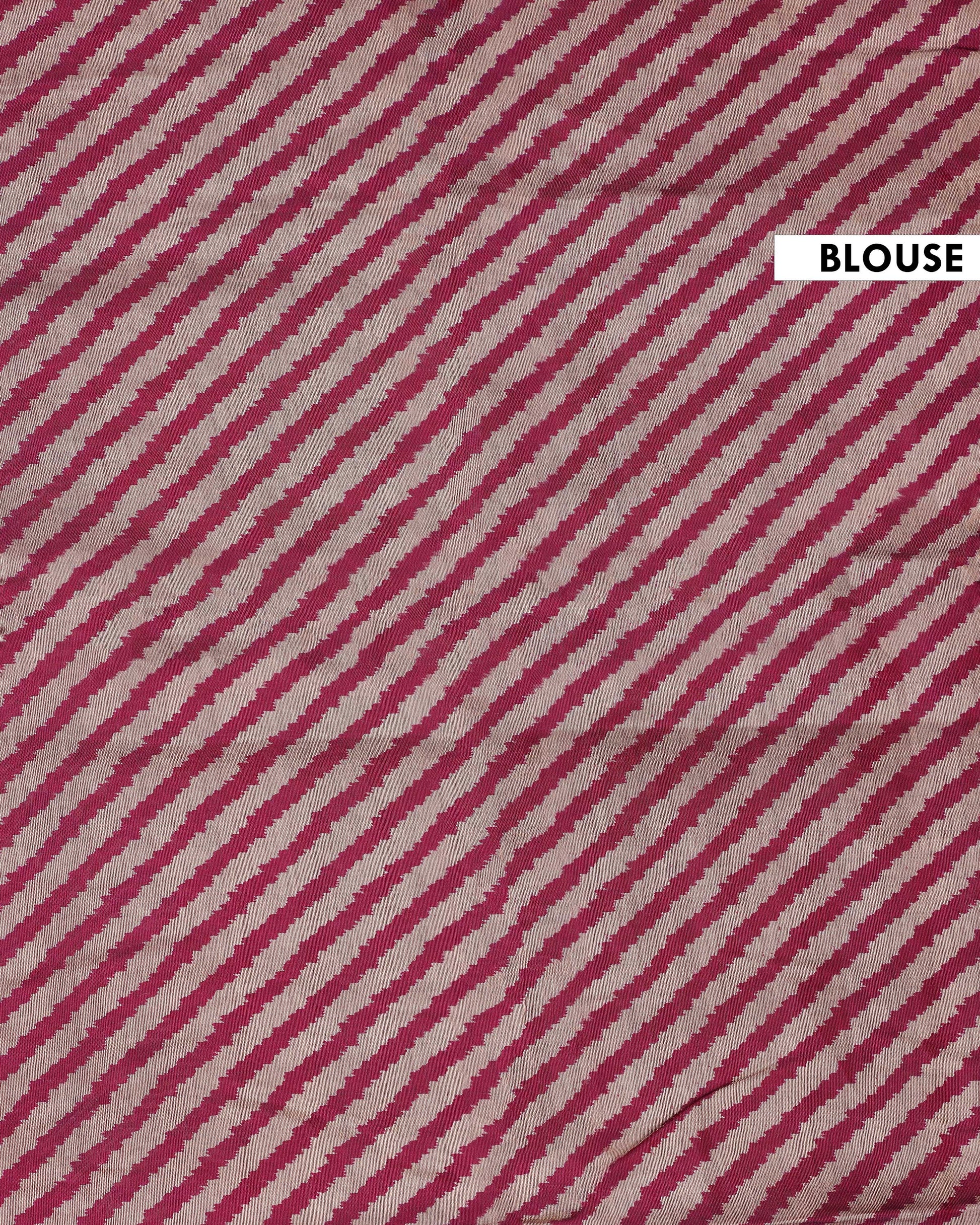Elegant Semi Chanderi Saree with Traditional Woven Geometric Motifs and Rich Contrast Zari Border - Light Red-Blouse