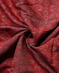 Elegant Semi Chanderi Saree with Traditional Woven Geometric Motifs and Rich Contrast Zari Border - Light Red-Close Up