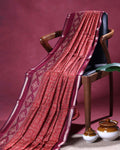 Elegant Semi Chanderi Saree with Traditional Woven Geometric Motifs and Rich Contrast Zari Border - Light Red