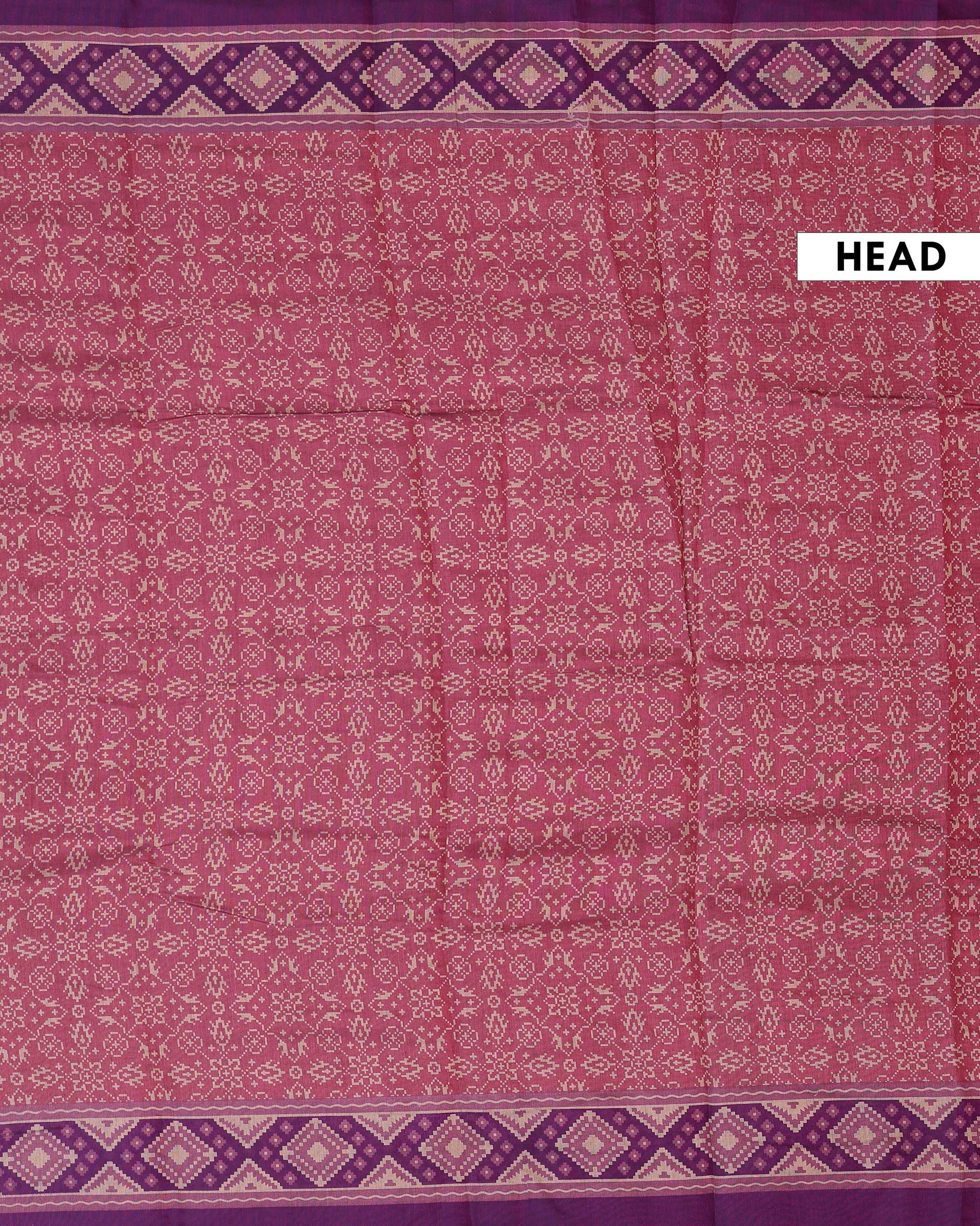 Elegant Semi Chanderi Saree with Traditional Woven Geometric Motifs and Rich Contrast Zari Border - Onion Pink-Head